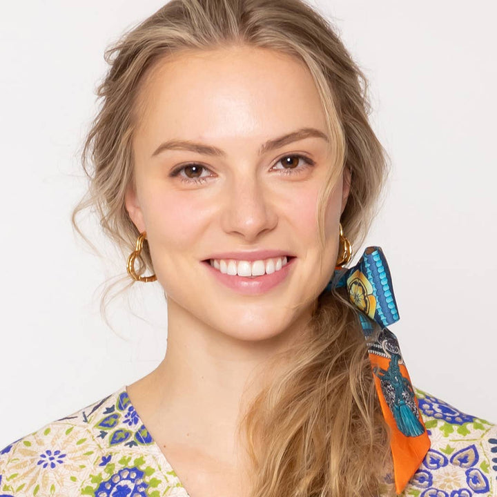 Fashion City - Tassel Pattern Print Light Weight Twilly Scarf : ORA / ONE SIZE