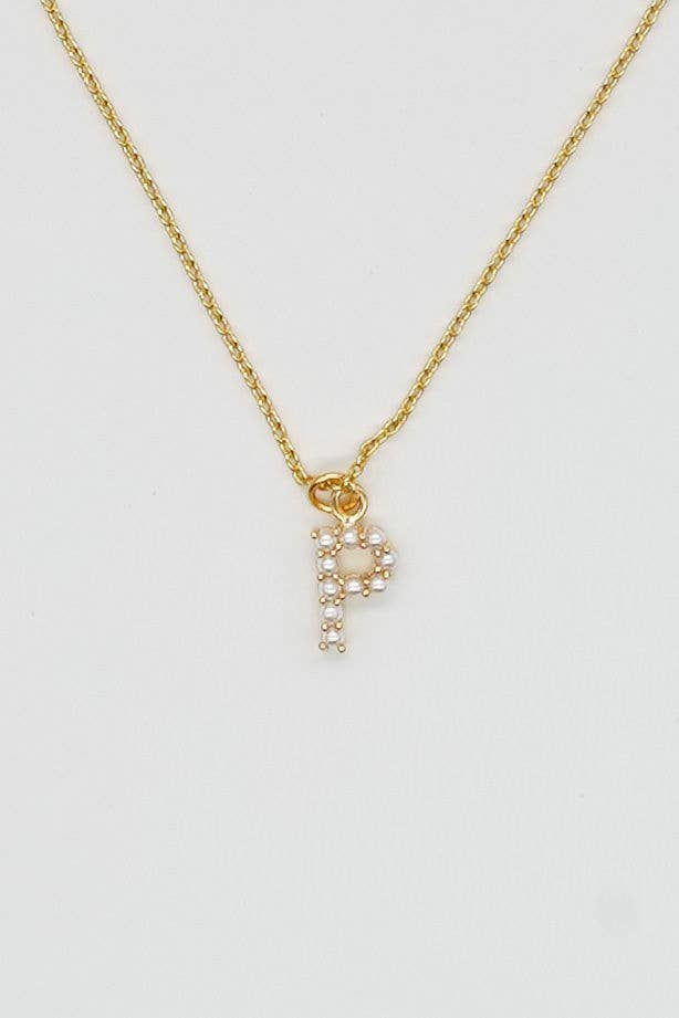 Dainty Love Pearl Initial Necklace: Holiday Favorite!: D / 15" + 3"