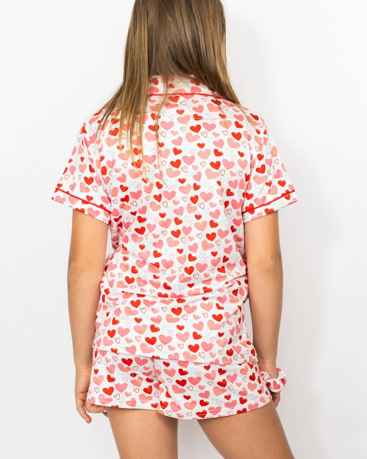 The Royal Standard - Girl's All You Need is Love Sleep Shorts Set   White/Pink/Red   Set of 3   -Asst.: Small (6-7)