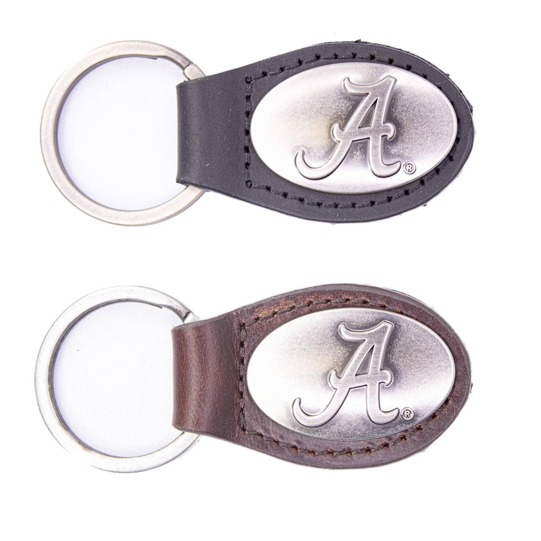 Zep-Pro - Alabama Crimson Pride Oval Leather Key Fob.: UAL - Brown
