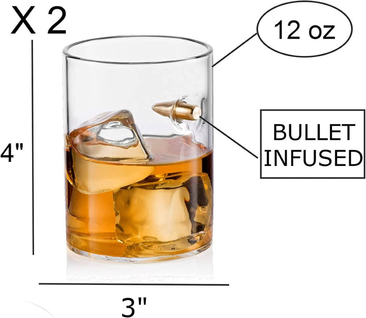 Bezrat - Unique Whiskey Glass Cool Drinking Glasses 12 oz