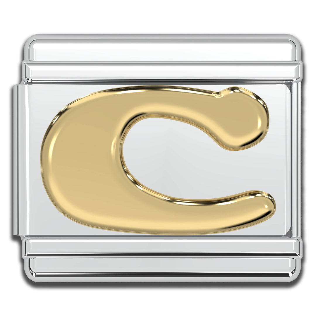 Natalia - Italian Charm Letters A-Z - 9mm Gold Bracelet Charms: C