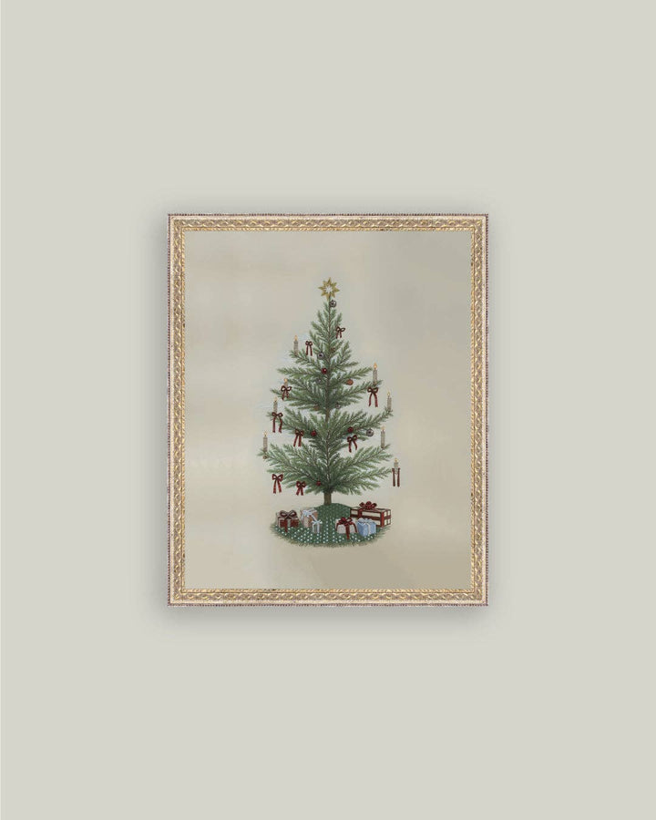 Petal Lane Home - Vintage Tree with Bows Framed Antique Art: 5x7