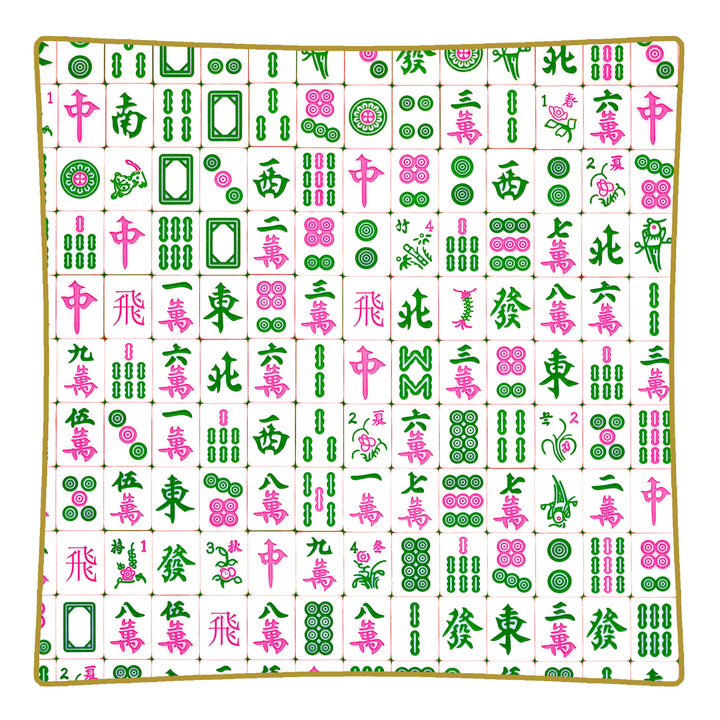 Marye-Kelley - P6660-Pink and Green Mahjong Glass Plate: 6" Square