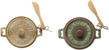 S/2 7"Rnd x 3-1/4"H Stoneware Brie Baker, Spreader, 2 Colors