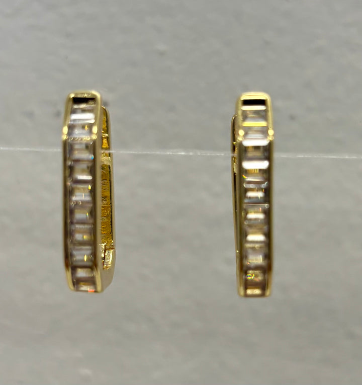 CZ Baguette Octagon Hoops Earring