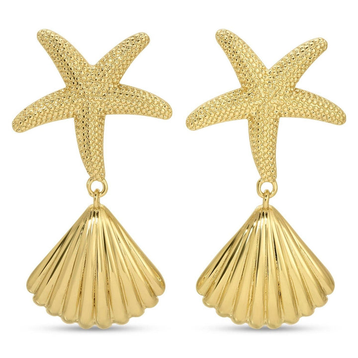 Splendid Iris - Starfish and Shell Statement Earrings