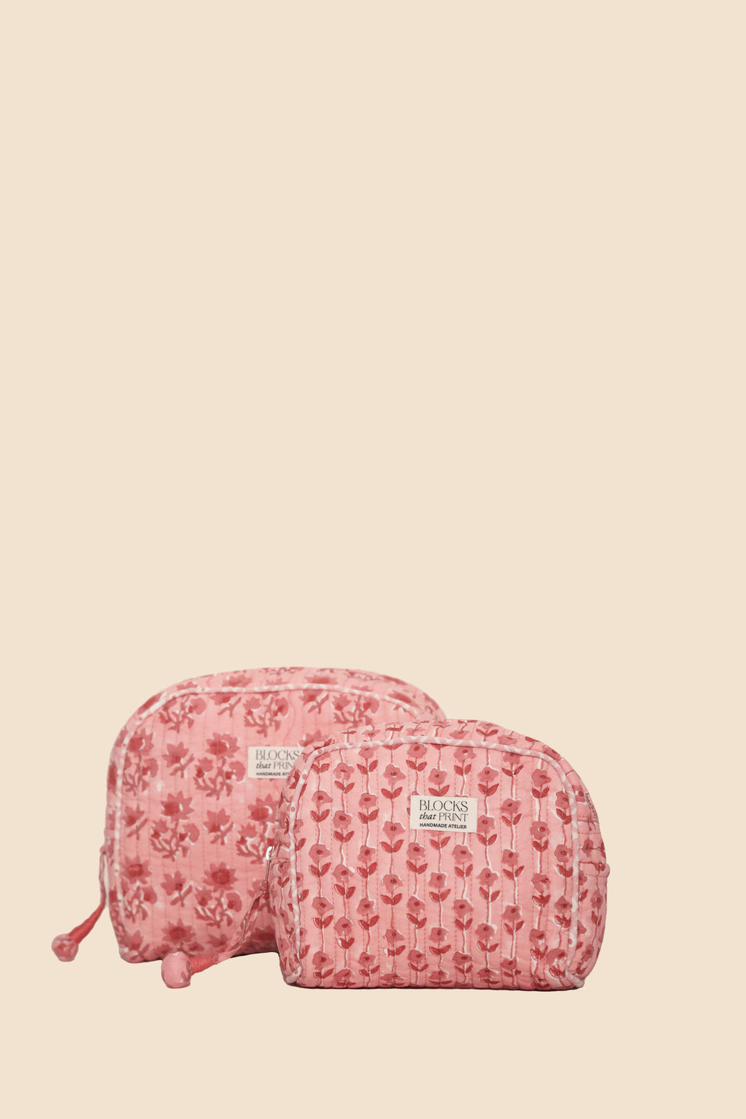 Blocks that Print - Pink Vine Travel Pouch: Medium