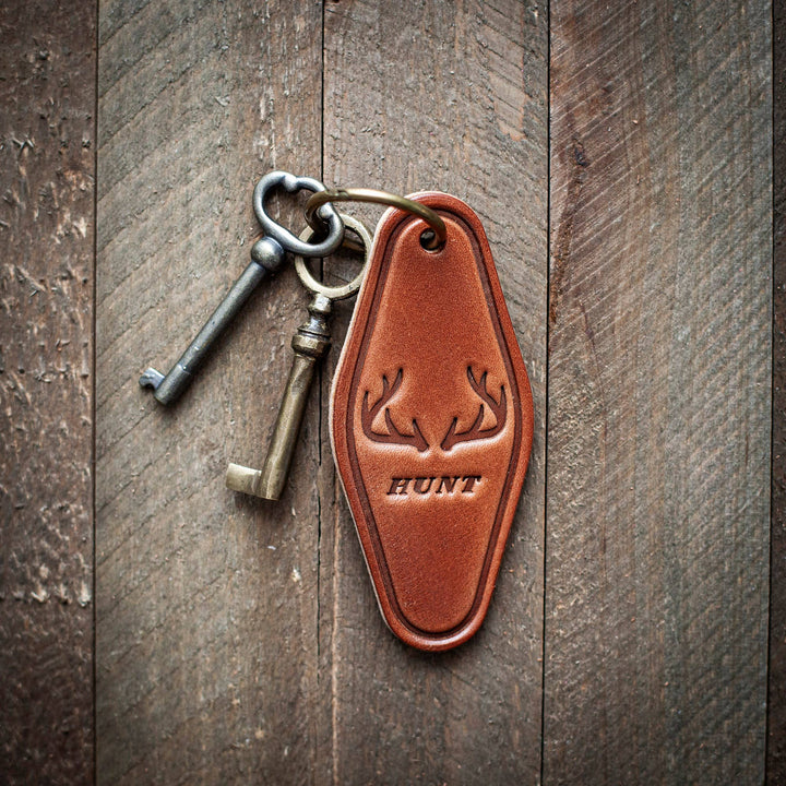 Sugarhouse Leather - Hunt Antlers Leather Keychain Motel Style