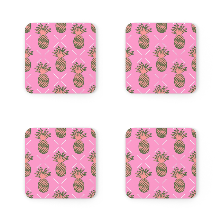 Clairebella - Coaster Set of 4 - Pineapple: Pink