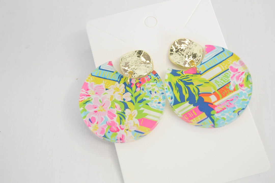 The Adorned Fox - Preppy Book Earrings, Floral, Flowers, Acrylic Earrings