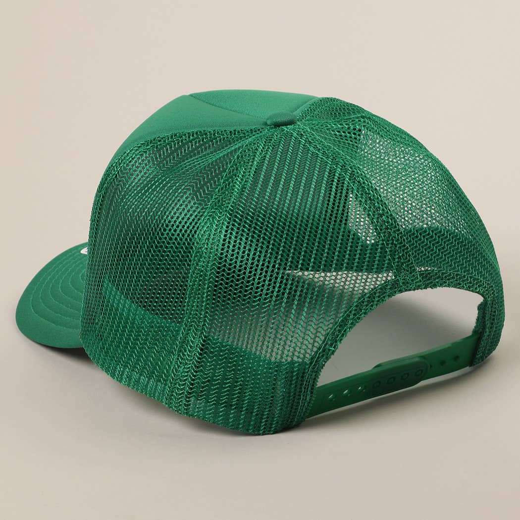 Fashion City - Pretty Girls Love Boys With Boats Text Print Mesh Back Cap: KELLY GREEN / ONE SIZE