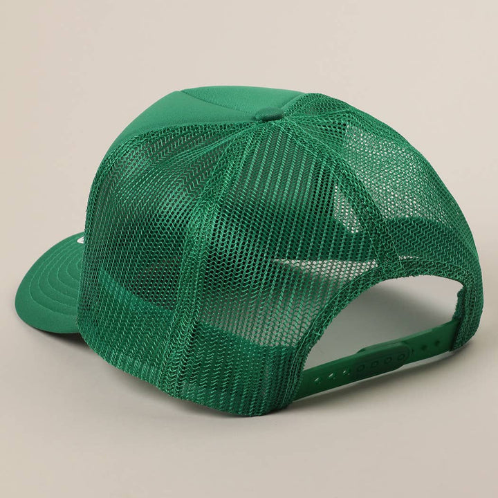 Fashion City - Pretty Girls Love Boys With Boats Text Print Mesh Back Cap: KELLY GREEN / ONE SIZE