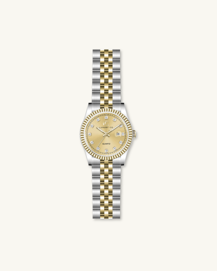 C&C LUXURY CO. - 31MM CLASSIC WATCH: TWO TONE & MOTHER OF PEARL