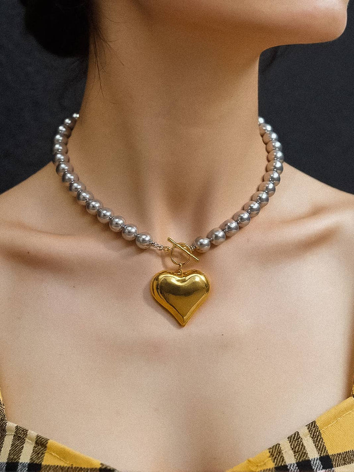 Flânerie by MAIQ - Raissa 18K Gold Non-Tarnish Two Tone Heart Necklace: Multi-Colored