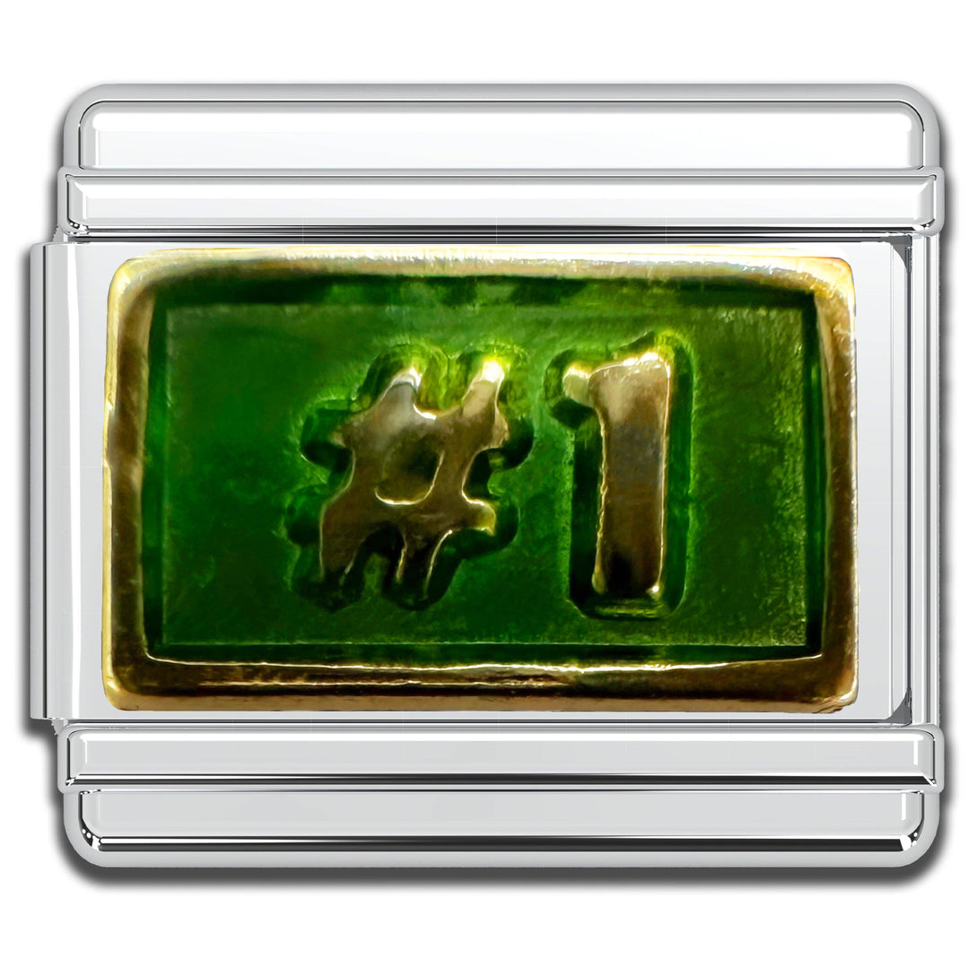Natalia - Italian Bracelet Charm - #1 Green/gold 9mm Links