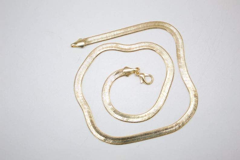 MIA Jewelry - 18K Gold Filled 4mm Herringbone Snake Chain (H29-37): 18' Inch