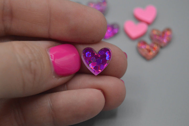 The Adorned Fox - Heart Stud Acrylic Earrings: Pink Confetti