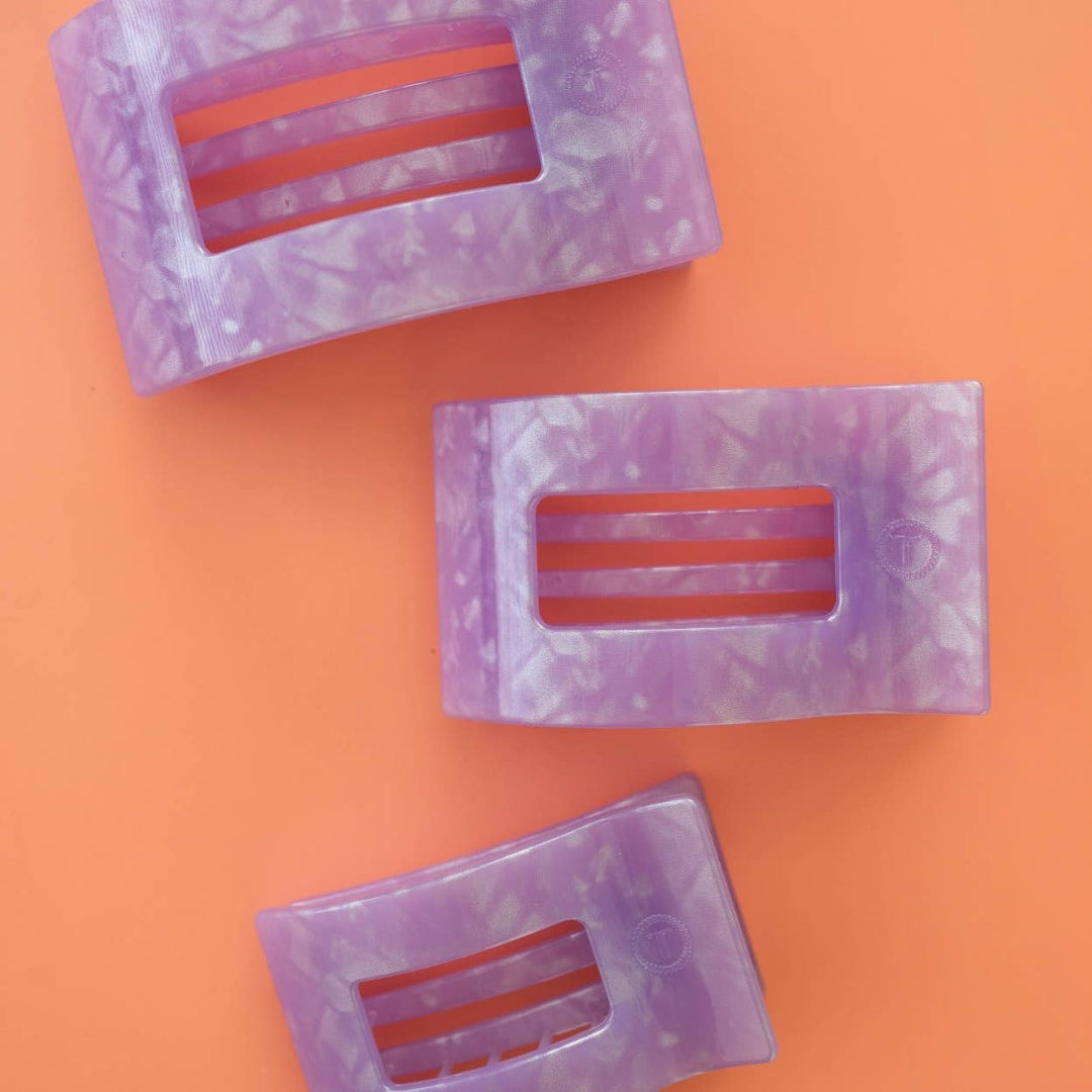 TELETIES - Flat Rectangle Hair Clip | Large | Lavender Mist