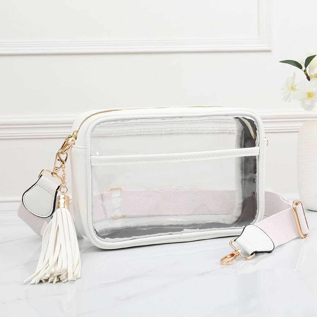 Fashion City - Solid Color Outlined Clear Crossbody Bag: CLRB / ONE SIZE