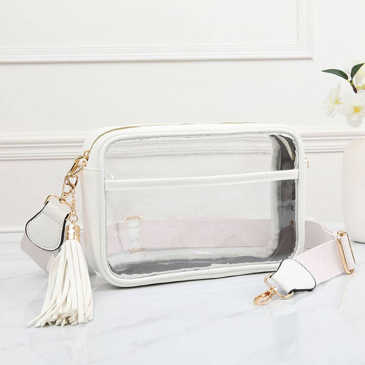 Fashion City - Solid Color Outlined Clear Crossbody Bag: CLRB / ONE SIZE