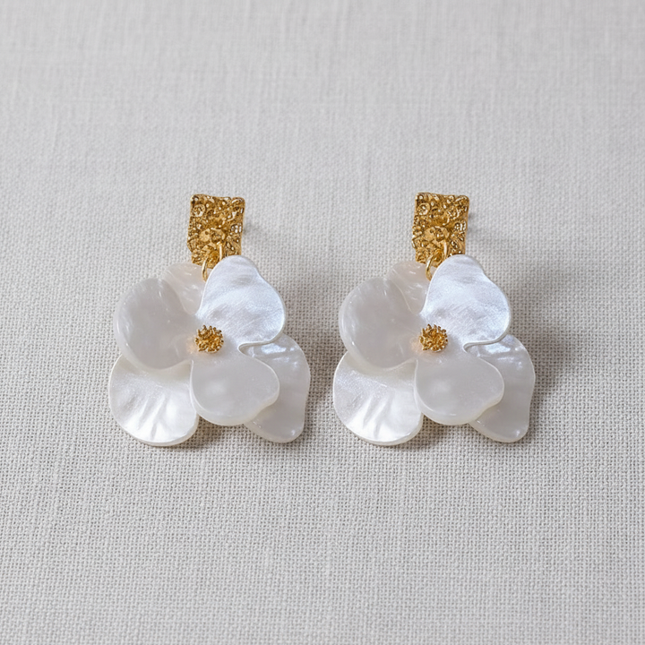 paperln - Vintage Acrylic Floral Silver Earrings