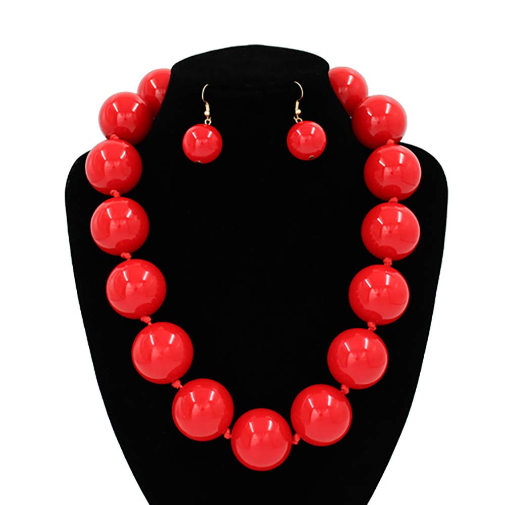 Sensibling Corp. - Chunky Ball Beaded Statement Necklace: Light Blue