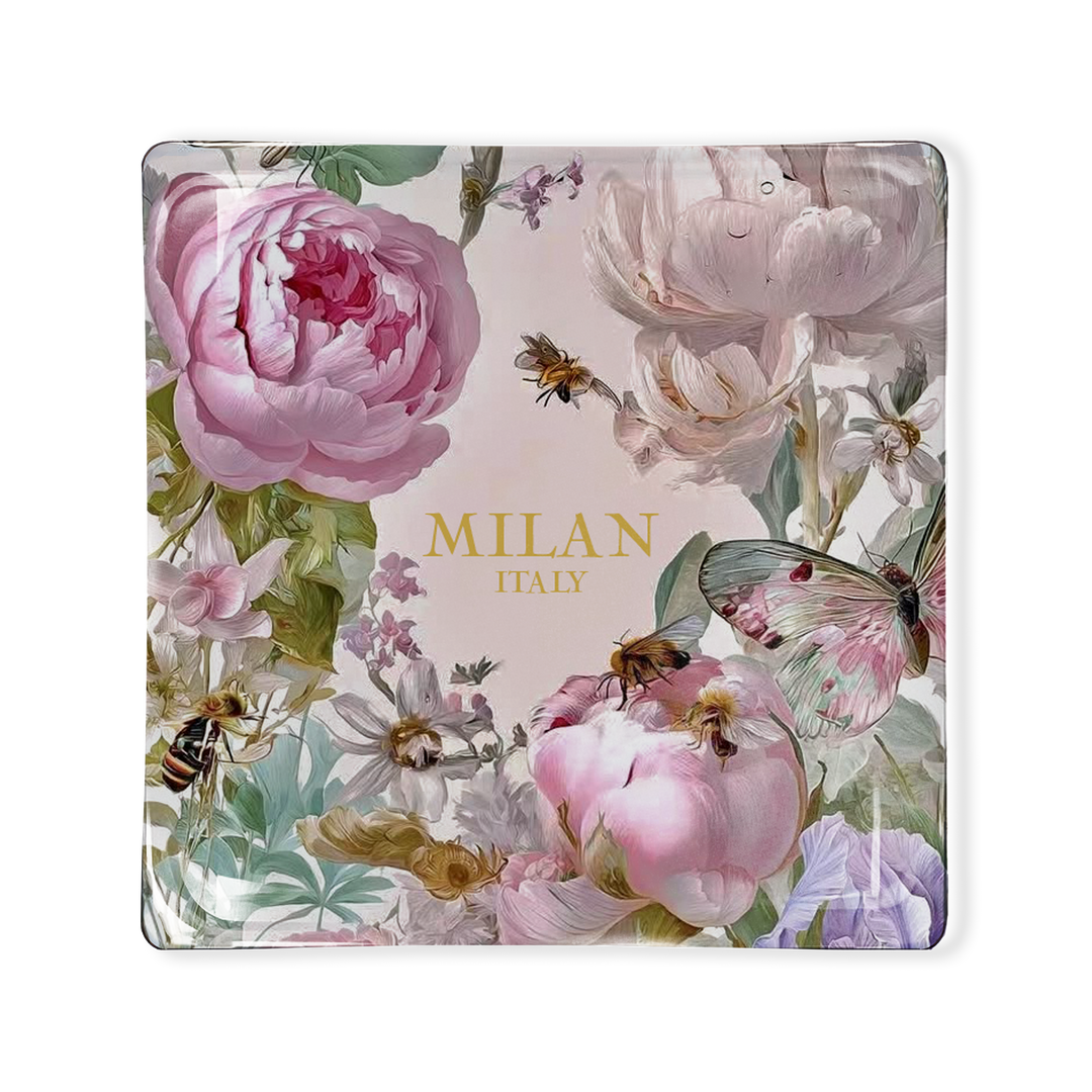 Toss Designs - Glass Tray- Pink Rose's - Milan