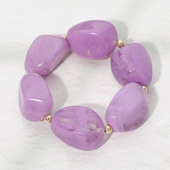 Sensibling Corp. - Chunky Resin Pebble Beaded Bracelet: Red