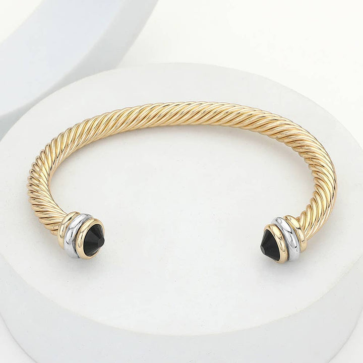 Sensibling Corp. - Stone Tip Twisted Rope Cuff Bracelet
: RD-BK