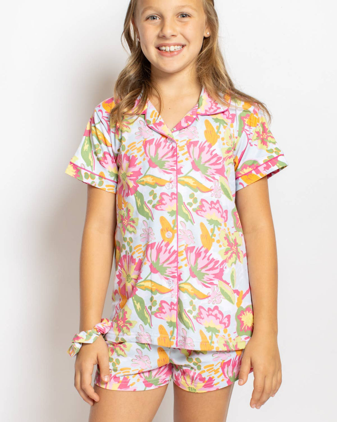 The Royal Standard - Girl's Summer Bouquet Sleep Shorts Set   Pink/Blue/Multi   -Asst.: Small (6-7)