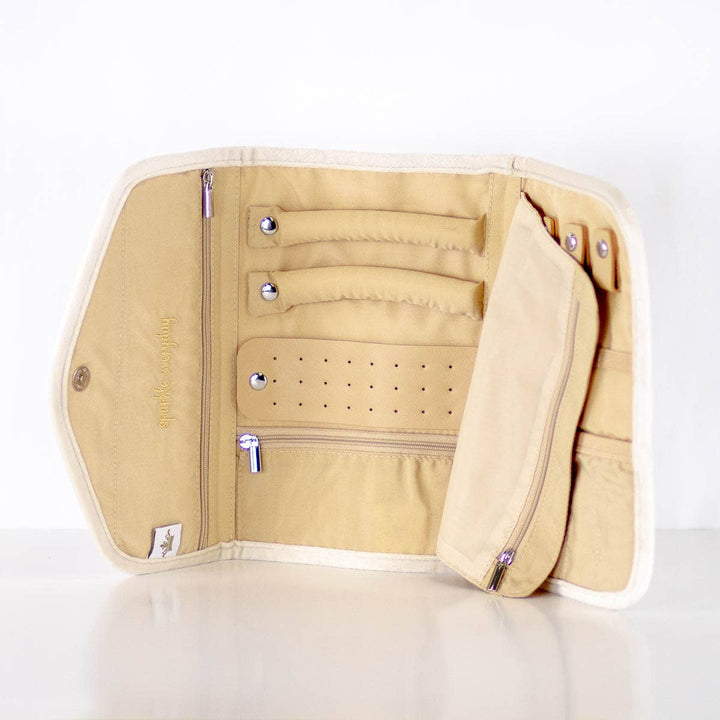 The Royal Standard - Quilted Jewelry Clutch   Off White   9.25x6.5