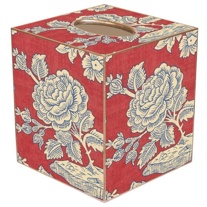 Marye-Kelley - TB565 Red & Blue Provincial Print Tissue Box Cover: Paper Mache