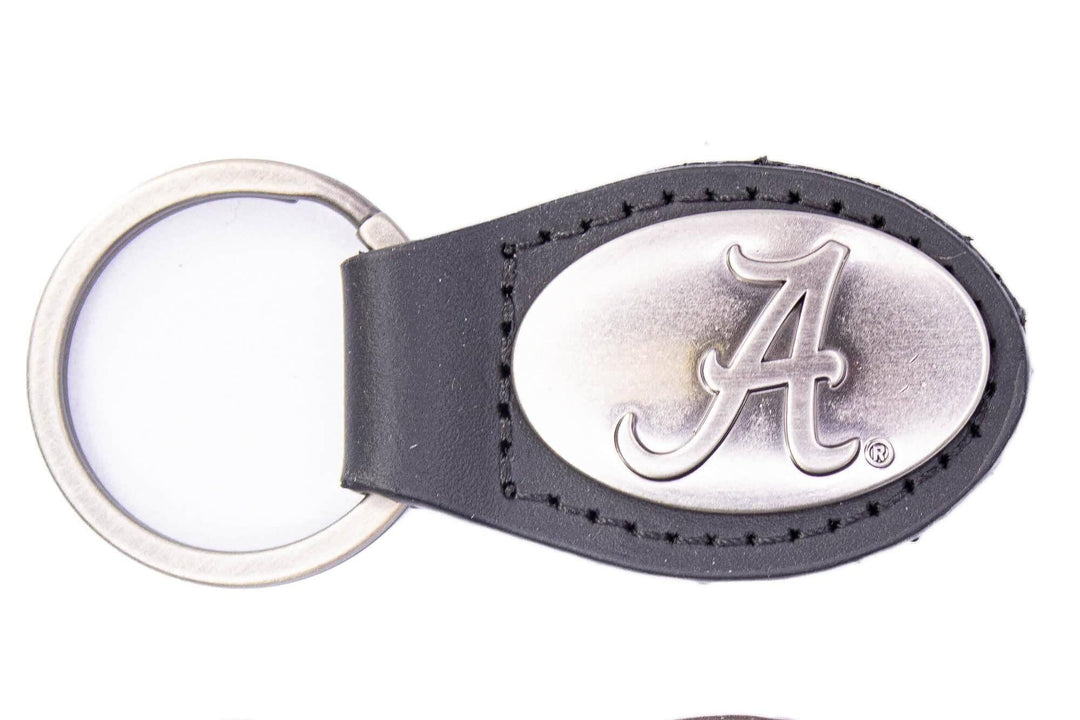 Zep-Pro - Alabama Crimson Pride Oval Leather Key Fob.: UAL - Brown