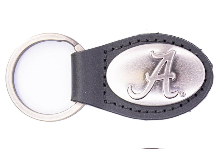Zep-Pro - Alabama Crimson Pride Oval Leather Key Fob.: UAL - Brown