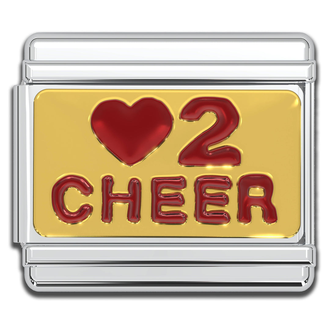 Natalia - Italian Bracelet Charm - "Love 2 Cheer" 9mm Links