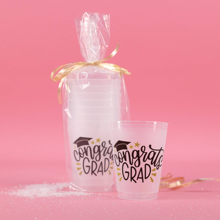 Clairmont & Co - Party Cups, Graduation Decor, Congrats Grad, Disposable Cup