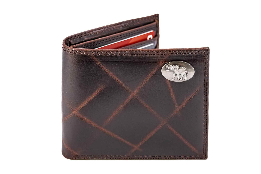 Zep-Pro - Alabama Crimson Tide Men's Collegiate Bifold Leather Wallet.: UAL Crazyhorse