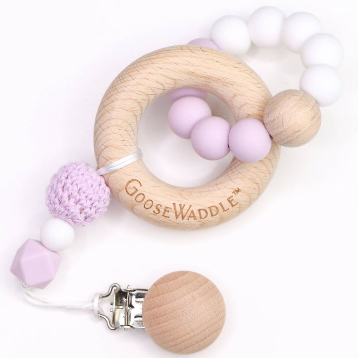 GooseWaddle + Pello - Wooden and Silicone Teether - Lavender