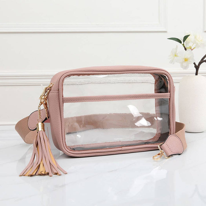 Fashion City - Solid Color Outlined Clear Crossbody Bag: CLRB / ONE SIZE