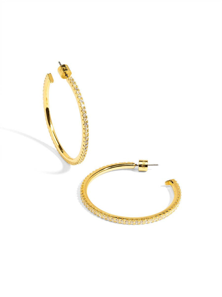 rho - Large PavŽ Hoop Earring: Gold/Clear