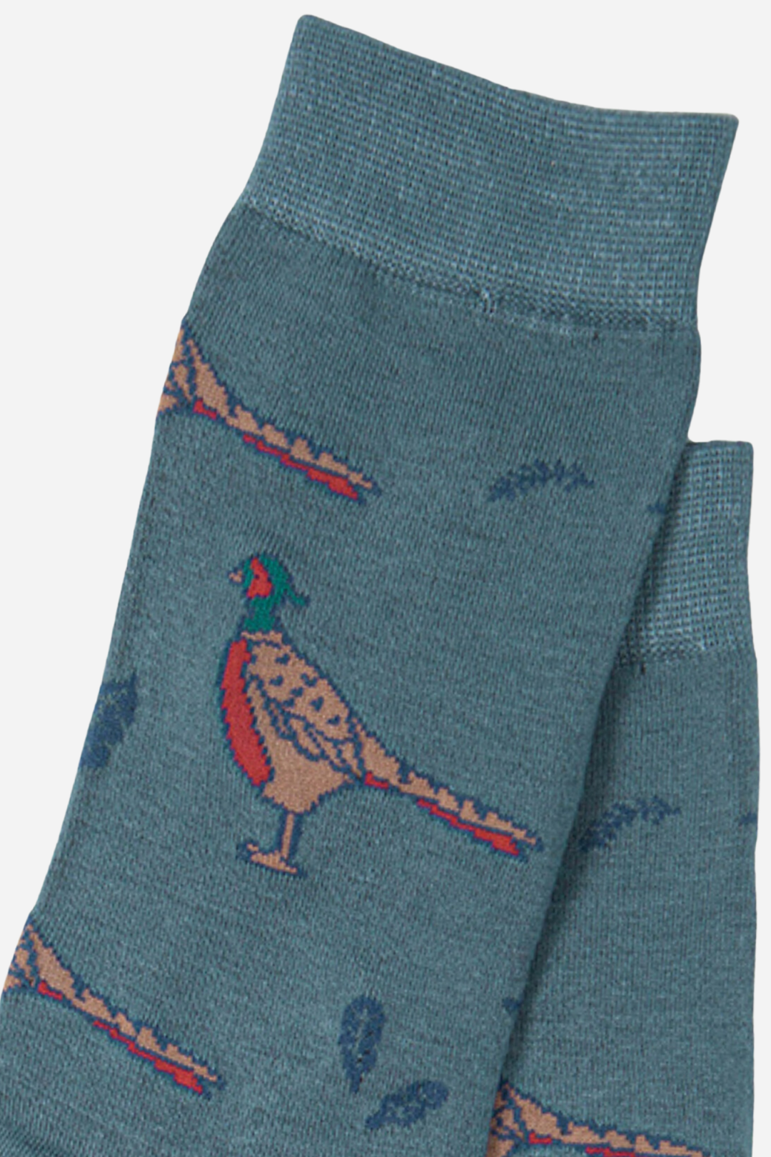 Sock Talk - Teal Men's Pheasant Print Bamboo Socks