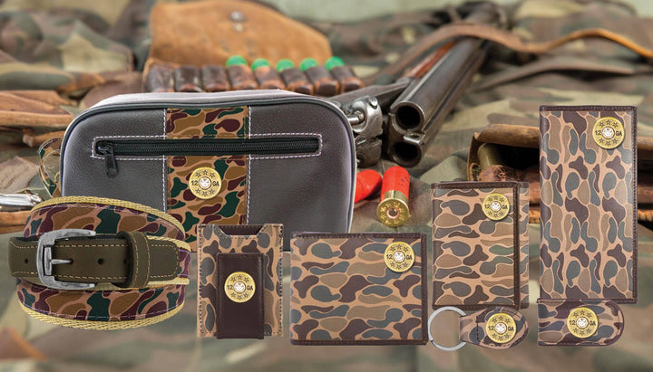 Zep-Pro - Shotshell Men's Magnetic Front Pocket Old School Camo Leather Wallet.: Green/Gray Camo