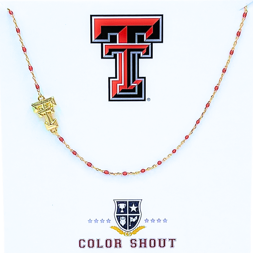 Color Shout - The College Logo Necklace: Side Set Logo on Enamel Bead Necklace: Georgia