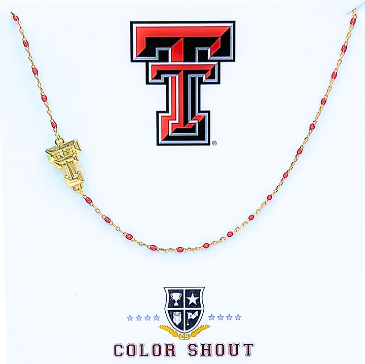 Color Shout - The College Logo Necklace: Side Set Logo on Enamel Bead Necklace: Georgia