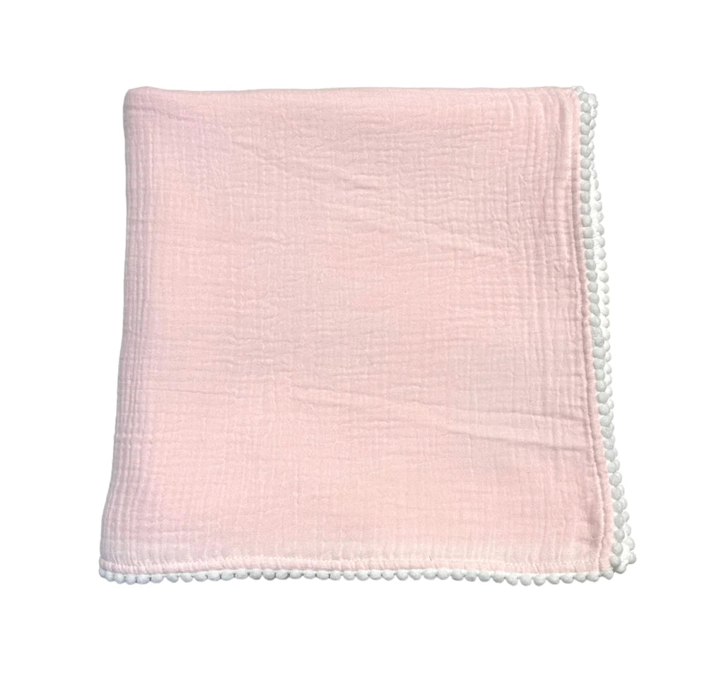 Swaddle Baby Blanket with Pompom Edge
