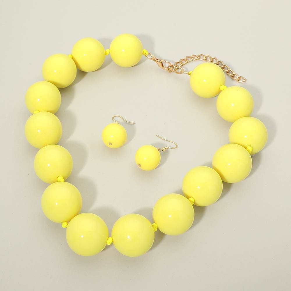 Sensibling Corp. - Chunky Ball Beaded Statement Necklace: Light Blue