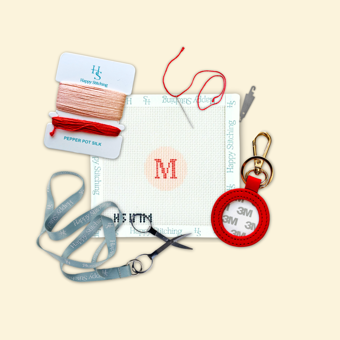 Happy Stitching - Our Initial Thought - Key Fob in Rosy Cheeks: J