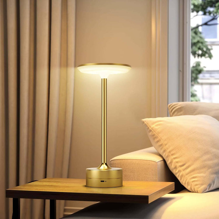 LAX Gadgets - LED Table Lamp – Touch Control, Dimmable, Rechargeable: Gold