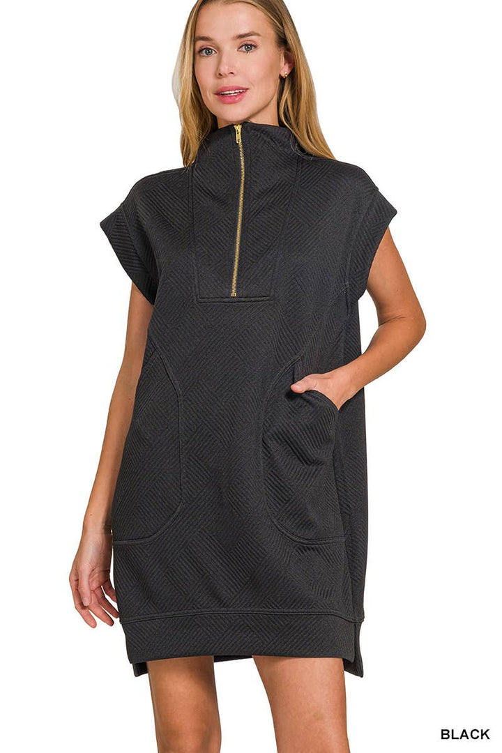 42POPS - `Textured Jacquard Dress Zenana: BLACK-181543 / S